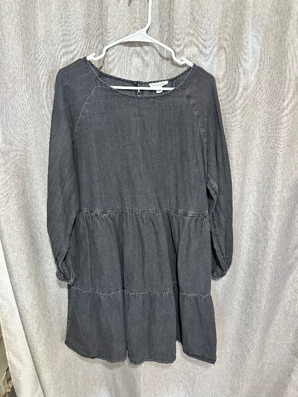 beachlunchlounge Black Denim Tiered Lidia Babydoll Dress - Size Large